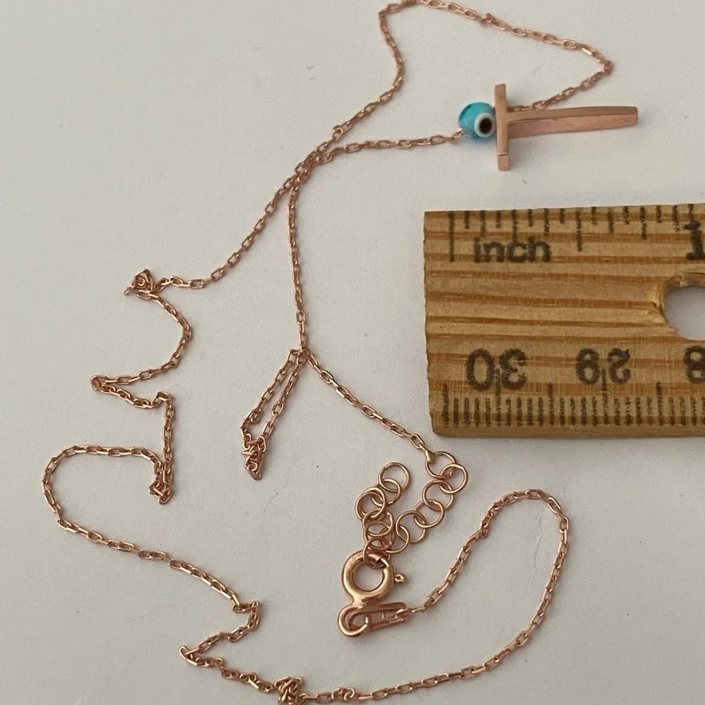 925 Silver letter T initial evil eye necklace
